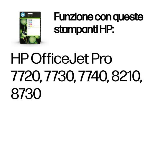 HP Confezione da 4 cartucce di inchiostro nero, ciano, magenta, giallo originali 953 (HP 953 - 4 pakker - sort, gul, cyan, m)Hp6ZC69AE#301