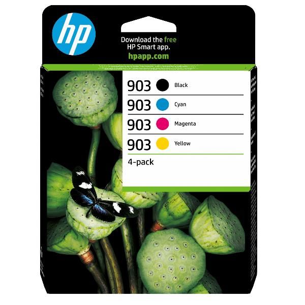 HP Confezione da 4 cartucce di inchiostro nero, ciano, magenta, giallo originali 903 (HP 903 - 4 pakker - sort, gul, cyan, m)Hp6ZC73AE#301