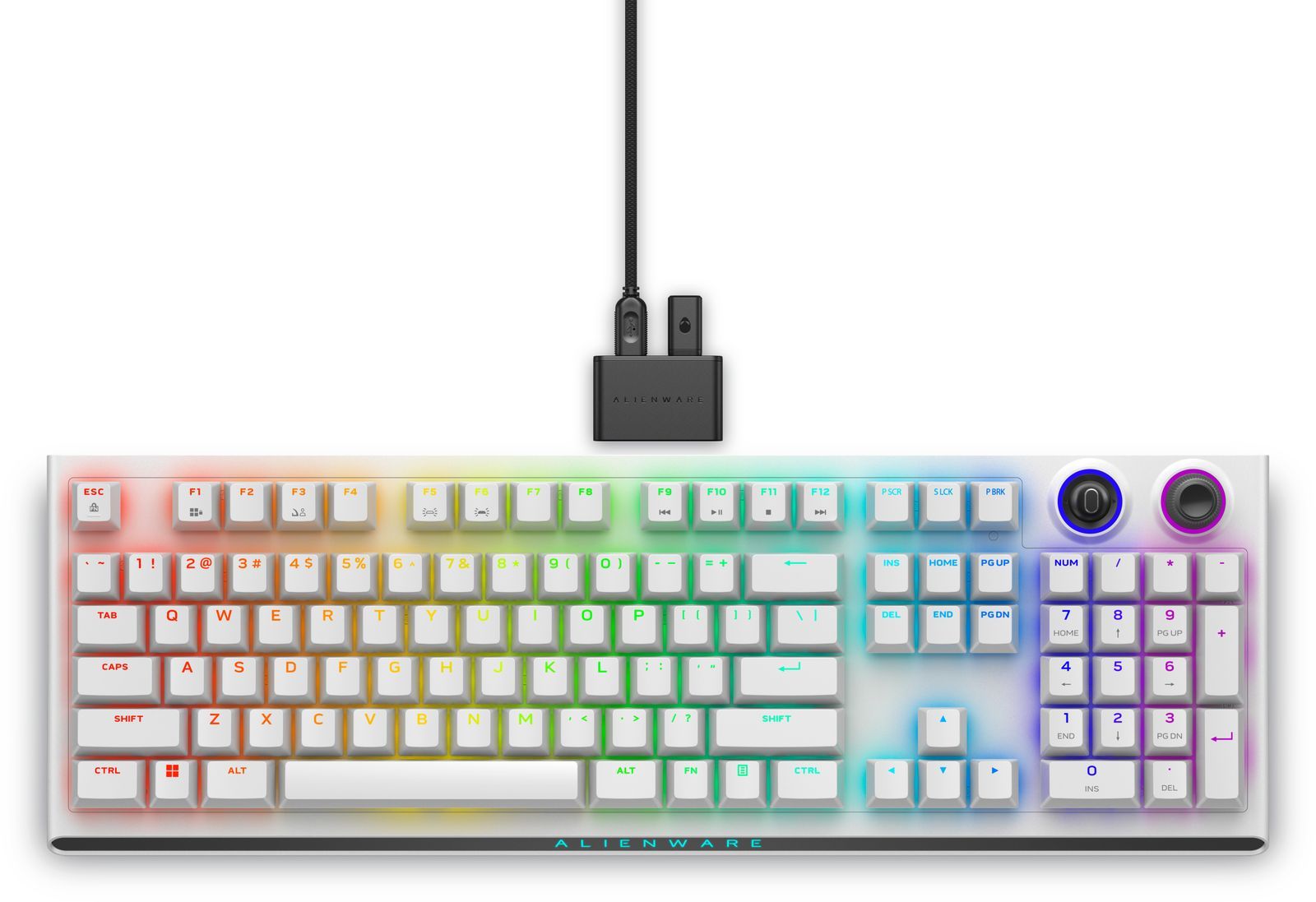 Alienware Tri-Mode AW920K tastiera Gaming USB + RF Wireless + Bluetooth Bianco (Alienware Tri-Mode AW920K - Keyboard - AlienFX per-key RGB / 16.8 million colours - wireless - 2.4 GHz, Bluetooth 5.1, USB - QWERTY - US English - key switch: CHERRY MX R...