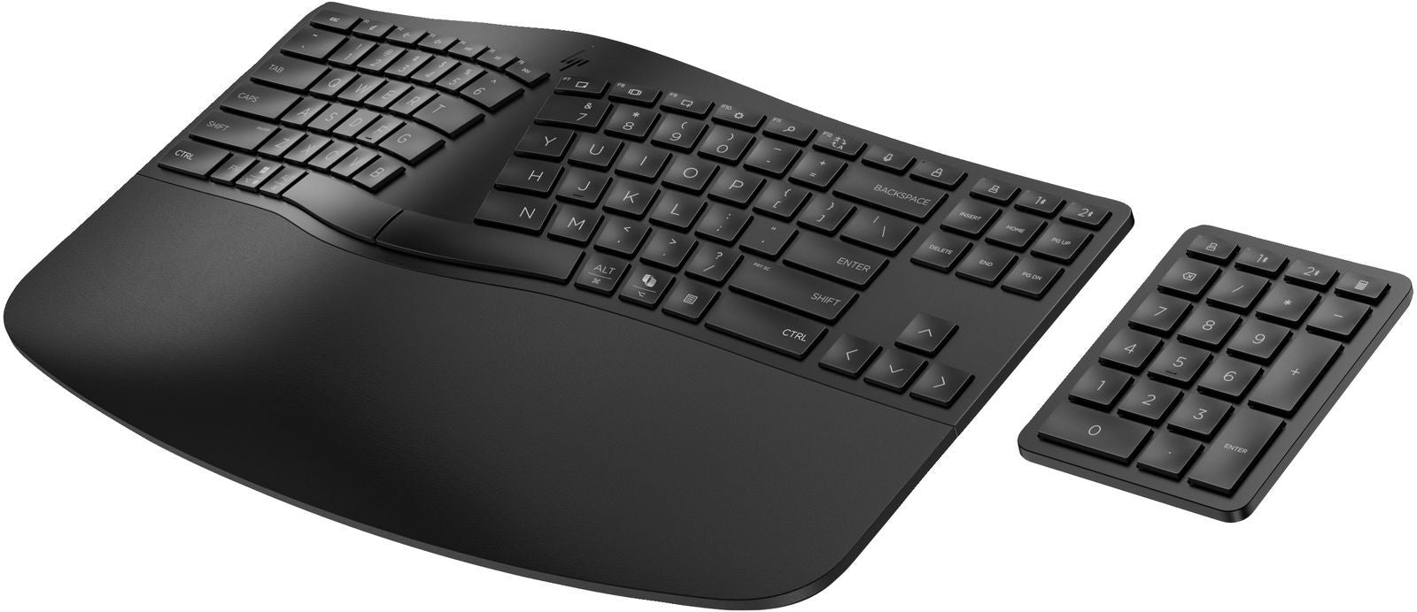 HP 965 Ergonomic Wireless Keyboard (HP 965 - Set tastiera e tastierino numerico - layout a 2 zone, tastierino numerico separato, corsa dei tasti a profilo basso, multi-dispositivo - compact - senza fili - Bluetooth - QWERTY - italiana - nero)Hp7E756AA#ABZ