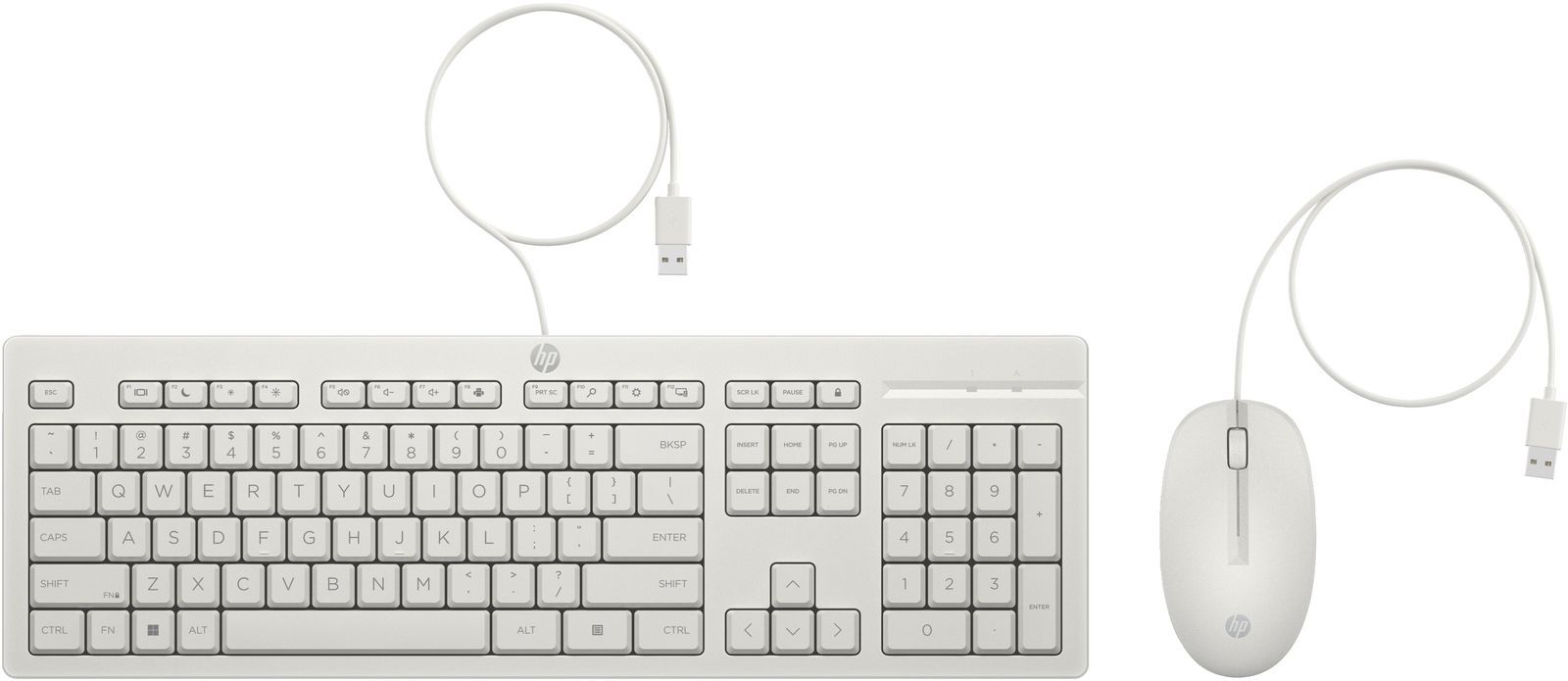 HP Mouse e tastiera 225 Wired (HP 225 - Set mouse e tastiera - ambidestro, layout a 3 zone, corsa dei tasti standard - 100% - full size - USB - italiana - bianco)HpAW5S6AA#ABZ