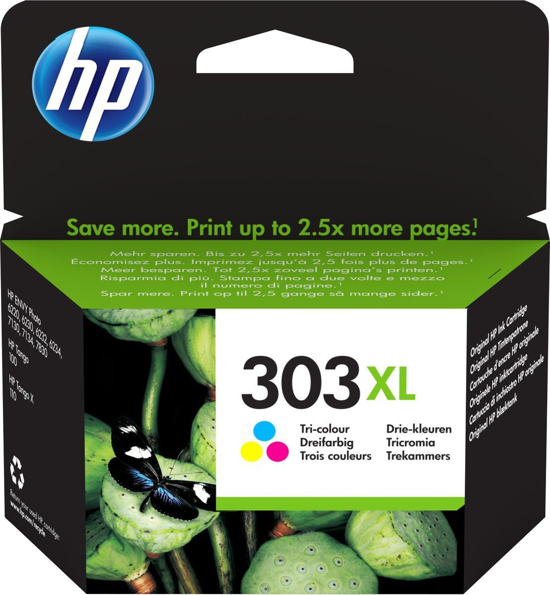 HP Cartuccia di inchiostro in tricromia originale ad alta capacità 303XL (HP 303XL - 10 ml - Alta resa - colore [ciano, magenta, giallo] - originale - cartuccia d'inchiostro - per ENVY Photo 62XX, Photo 71XX, Photo 78XX, ENVY Inspire 72XX, 79XX)HpT6N...