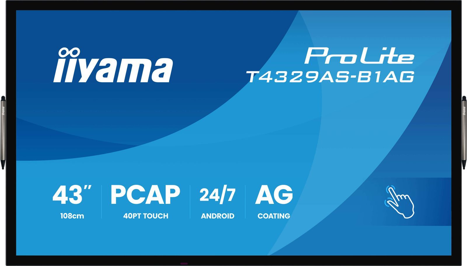 Iiyama T4329AS-B1AG visualizzatore di messaggi Pannello piatto interattivo 108 cm [42.5] LED Wi-Fi 500 cd/m 4K Ultra HD Nero Touch screen Processore integrato Android 24/7 (iiyama T4329AS-B1AG Signage Display Interactive flat panel 108 cm [42.5'] LED...