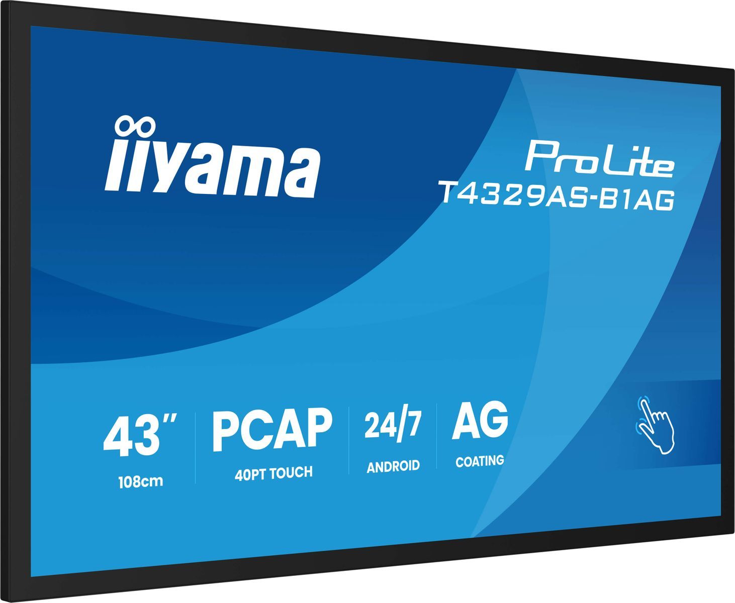 Iiyama T4329AS-B1AG visualizzatore di messaggi Pannello piatto interattivo 108 cm [42.5] LED Wi-Fi 500 cd/m 4K Ultra HD Nero Touch screen Processore integrato Android 24/7 (iiyama T4329AS-B1AG Signage Display Interactive flat panel 108 cm [42.5'] LED...