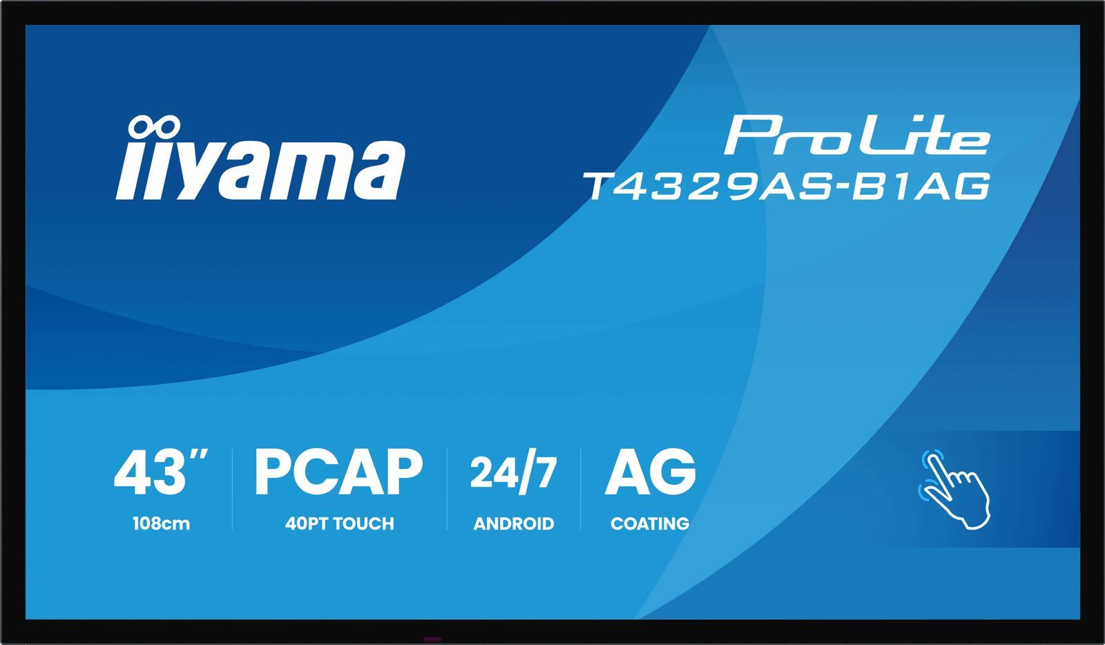 Iiyama T4329AS-B1AG visualizzatore di messaggi Pannello piatto interattivo 108 cm [42.5] LED Wi-Fi 500 cd/m 4K Ultra HD Nero Touch screen Processore integrato Android 24/7 (iiyama T4329AS-B1AG Signage Display Interactive flat panel 108 cm [42.5'] LED...