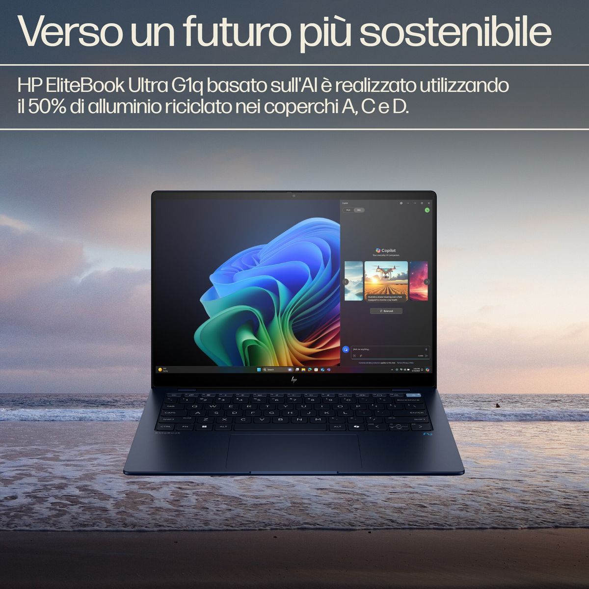 HP EliteBook Ultra G1q Copilot+ PC Snapdragon X1E-78-100 Computer portatile 35,6 cm [14] Touch screen 2.2K 32 GB LPDDR5x-SDRAM 1 TB SSD Wi-Fi 7 [802.11be] Windows 11 Pro Blu (HP EliteBook Ultra 14 G1q Notebook AI - Copilot+ PC - Snapdragon X Elite - ...