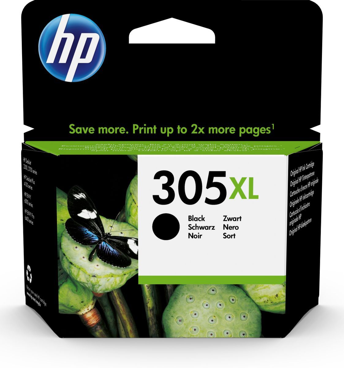 HP Cartuccia di inchiostro nero originale ad alta capacità 305XL (HP 305XL - 4 ml - Alta resa - pigmento nero - originale - cartuccia d'inchiostro - per Deskjet 23XX, 27XX, 28XX, 41XX, 42XX, DeskJet Plus 41XX, ENVY 60XX, 64XX, ENVY Pro 64XX)Hp3YM62AE#ABE