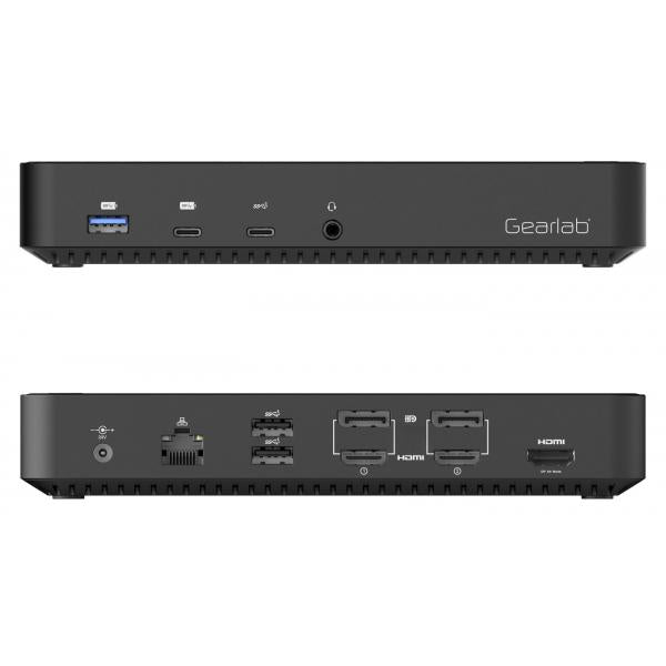 Gearlab GLB232004 replicatore di porte e docking station per notebook Cablato Nero (Triple 4K USB-C Hybrid - Docking Station GLB232004, 3x - HDMI, 2x DisplayPort, Black, 130 W, 1 pc[s] - Warranty: 24M)
