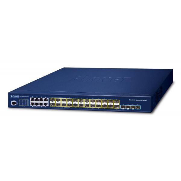 PLANET Layer 3 16-Port 100/1000X SFP Gestito L3 10G Ethernet [100/1000/10000] 1U Blu (Layer 3 16-Port 100/1000X SFP - + 8-Port Gigabit TP/SFP combo - + 4-Port 10G SFP+ Stackable Managed Switch with Dual AC Redundant - Warranty: 36M)