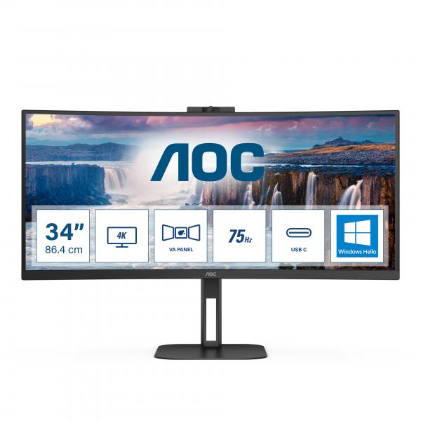 CU34V5CW/BK 34IN 21:9 3440X1440 VA 20M:1 178/178 USB-C/ 4XUSB 3.