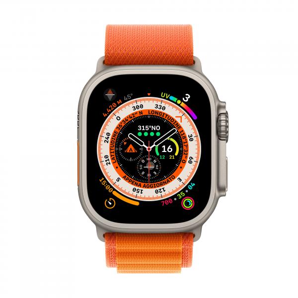 Apple Watch Ultra OLED 49 mm Digitale 410 x 502 Pixel Touch screen 4G Titanio Wi-Fi GPS [satellitare] (^APPLEWATCH ULTRA 49 TI ORANGE ALP L)