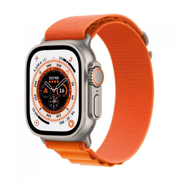 Apple Watch Ultra OLED 49 mm Digitale 410 x 502 Pixel Touch screen 4G Titanio Wi-Fi GPS [satellitare] (^APPLEWATCH ULTRA 49 TI ORANGE ALP L)