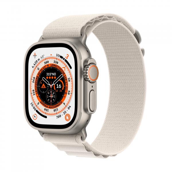 Apple Watch Ultra OLED 49 mm Digitale 410 x 502 Pixel Touch screen 4G Titanio Wi-Fi GPS [satellitare] (APPLE WATCH ULTRA GPS + CELL - 49MM STARLIGHT ALPINE LOOP SMALL)