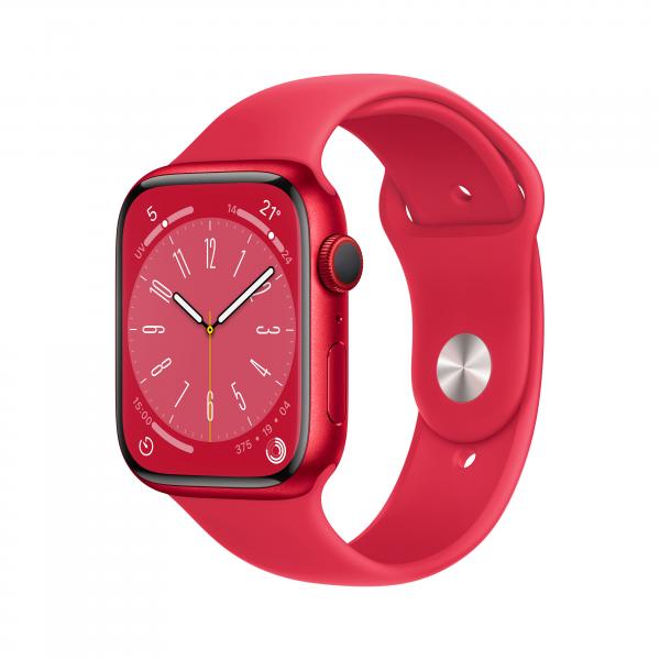 Apple Watch Series 8 OLED 45 mm Digitale 396 x 484 Pixel Touch screen 4G Rosso Wi-Fi GPS [satellitare] (APPLE WATCH SERIES 8 GPS + - CELLL 45MM RED SPORT BAND REGULA)