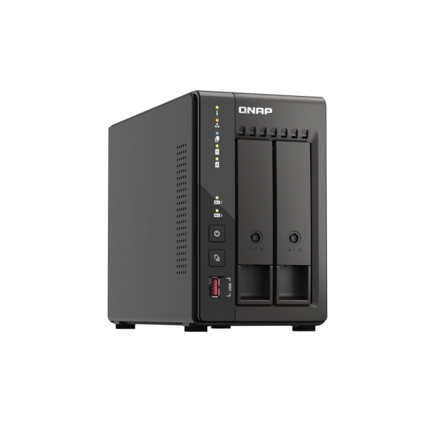 QNAP TS-253E NAS Tower Collegamento ethernet LAN Nero J6412 (QNAP TS-253E-8G 20TB [WD RED PLUS] 2-bay desktop NAS; Intel Celeron J6412 4C 2.0GHz; burst 2.6GHz; onboard 8GB RAM; 2 x HDMI 1.4b; 2x M.2 2280 PCIe slots; 2x 2.5GbE; 2x USB 3.2 Gen2 Type A;...
