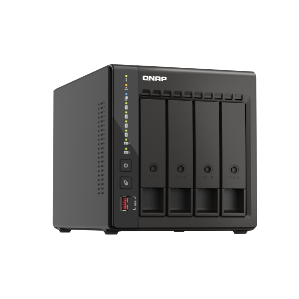 QNAP TS-453E NAS Tower Collegamento ethernet LAN Nero J6412 (QNAP TS-453E-8G 72TB [WD RED PRO] 4-bay desktop NAS; Intel Celeron J6412 4C 2.0GHz; burst 2.6GHz; onboard 8GB RAM; 2 x HDMI 1.4b; 2x M.2 2280 PCIe slots; 2x 2.5GbE; 2x USB 3.2 Gen2 Type A; ...
