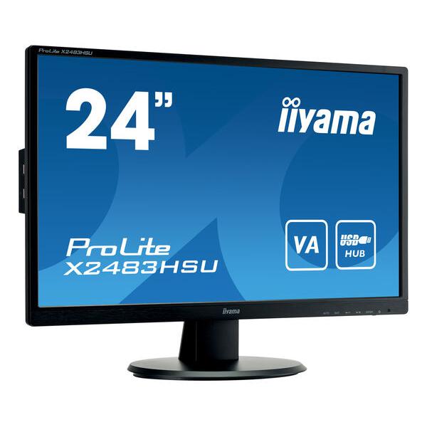 Iiyama ProLite X2483HSU-B5 Monitor PC 60,5 cm [23.8] 1920 x 1080 Pixel Full HD LED Nero (iiyama Prolite X2483HSU-B5 24 Inch Monitor, 4ms, Full HD 1920x1080, 75Hz, 1x HDMI,1 x DisplayPort, 2 x USB, HDCP, 2 x 2W Speakers, VESA)Iiyama4948570121557X2483HSU-B5