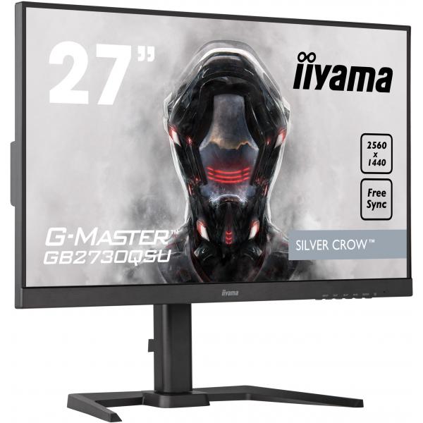 iiyama G-MASTER Monitor PC 68,6 cm [27] 2560 x 1440 Pixel Wide Quad HD LED Nero (iiyama G-MASTER Silver Crow GB2730QSU-B5 - Monitor a LED - 27 - 2560 x 1440 WQHD @ 75 Hz - TN - 350 cd/m - 1000:1 - 1 ms - HDMI, DVI-D, DisplayPort - altoparlanti - nero)