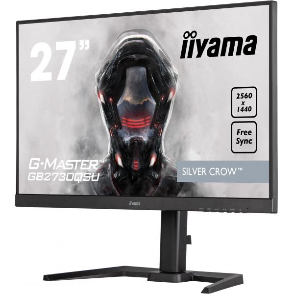 iiyama G-MASTER Monitor PC 68,6 cm [27] 2560 x 1440 Pixel Wide Quad HD LED Nero (iiyama G-MASTER Silver Crow GB2730QSU-B5 - Monitor a LED - 27 - 2560 x 1440 WQHD @ 75 Hz - TN - 350 cd/m - 1000:1 - 1 ms - HDMI, DVI-D, DisplayPort - altoparlanti - nero)