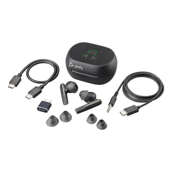 POLY Voyager Free 60+ Auricolare Wireless In-ear Ufficio Bluetooth Nero (VOYAGER FREE 60+ UC W/TS CHARGE - CASE TEAMS USB-C BLACK WW)