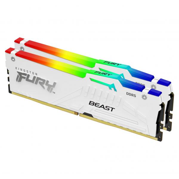 Kingston Technology FURY 64 GB 5600 MT/s DDR5 CL40 DIMM [Kit da 2 moduli] Beast White RGB XMP (KFB 64GB DDR5 5600 DIMM K2 RGB)