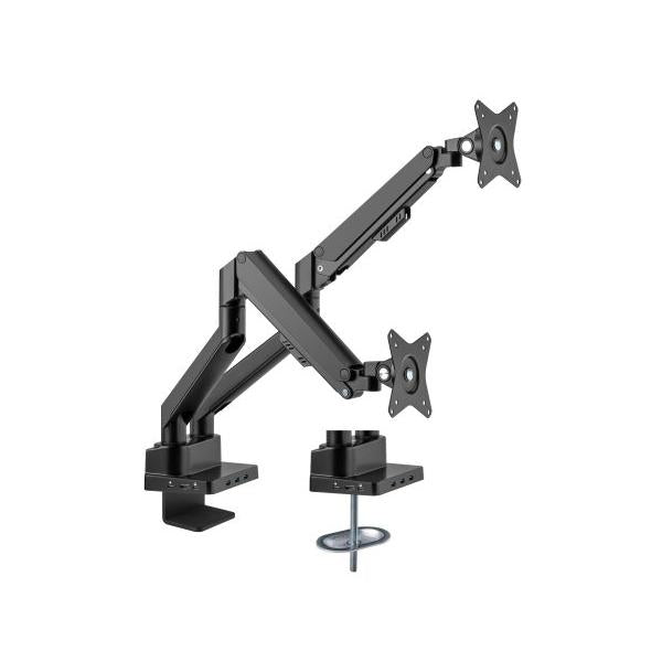 Manhattan 461887 supporto da tavolo per Tv a schermo piatto 81,3 cm [32] Nero Scrivania (TV/MONITOR DESK MOUNT DUAL DOCK - -GAS DUAL 27IN ENET/HDMI/USB-A/C)