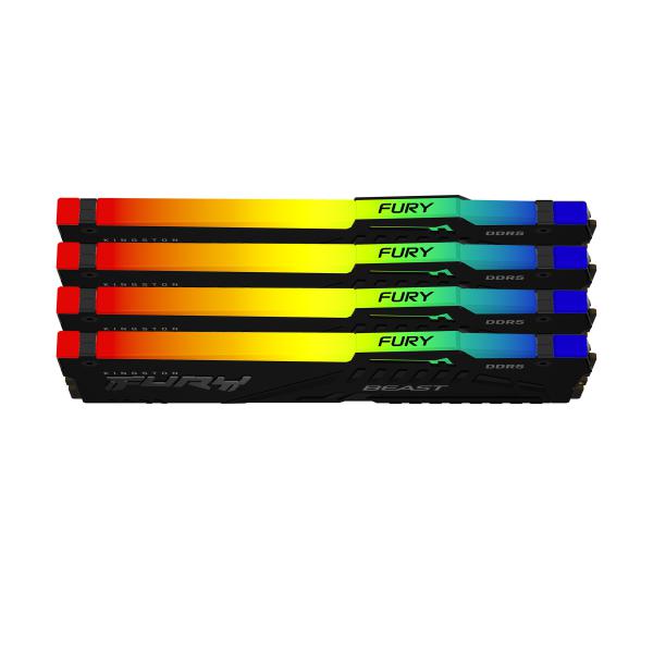 Kingston Technology FURY 128 GB 5200 MT/s DDR5 CL40 DIMM [Kit da 4 moduli] Beast RGB XMP (KFB 128G DDR5 5200 DIMM K4 RGB)