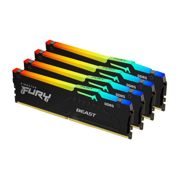 Kingston Technology FURY 128 GB 5200 MT/s DDR5 CL40 DIMM [Kit da 4 moduli] Beast RGB XMP (KFB 128G DDR5 5200 DIMM K4 RGB)