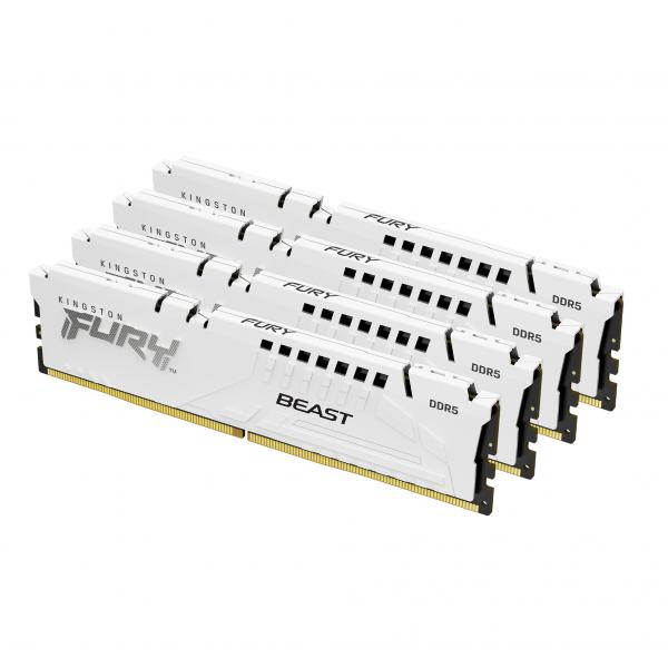 Kingston Technology FURY 64 GB 5200 MT/s DDR5 CL40 DIMM [Kit da 4] Beast White XMP (KFB 64GB DDR5 5200 DIMM K4 Wht)