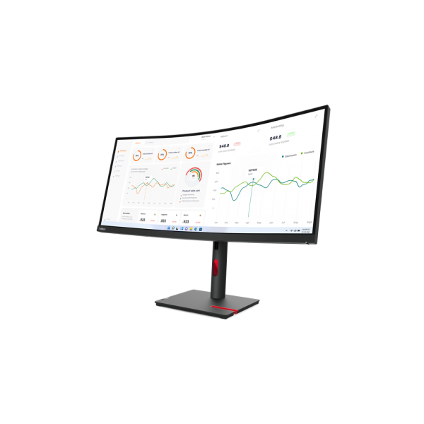 Lenovo ThinkVision T34w-30 LED display 86,4 cm [34] 3440 x 1440 Pixel Wide Quad HD Nero (T34w-30 34 INCH CURVED 21:9 WEBCAM HA USB-C)