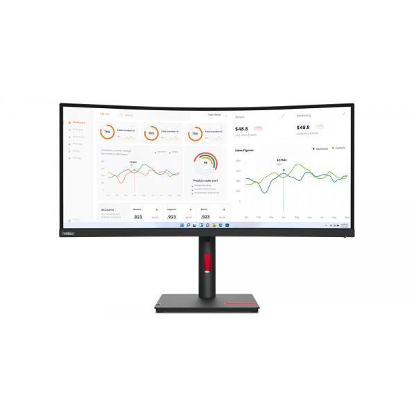 Lenovo ThinkVision T34w-30 LED display 86,4 cm [34] 3440 x 1440 Pixel Wide Quad HD Nero (T34w-30 34 INCH CURVED 21:9 WEBCAM HA USB-C)