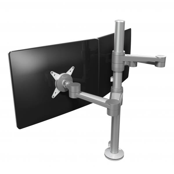 Dataflex Viewlite braccio porta monitor - scrivania 142 (Dataflex Viewlite dual monitor arm - silver - desk clamp and bolt through - independent depth adjustment [5Years warranty])