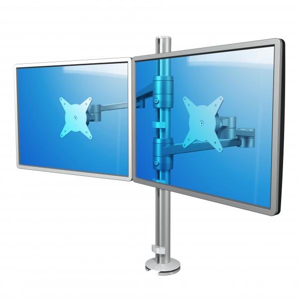 Dataflex Viewlite braccio porta monitor - scrivania 142 (Dataflex Viewlite dual monitor arm - silver - desk clamp and bolt through - independent depth adjustment [5Years warranty])