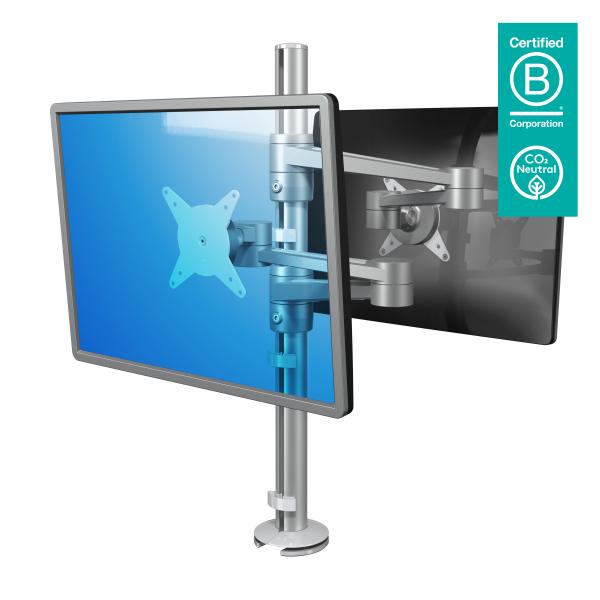Dataflex Viewlite braccio porta monitor - scrivania 142 (Dataflex Viewlite dual monitor arm - silver - desk clamp and bolt through - independent depth adjustment [5Years warranty])