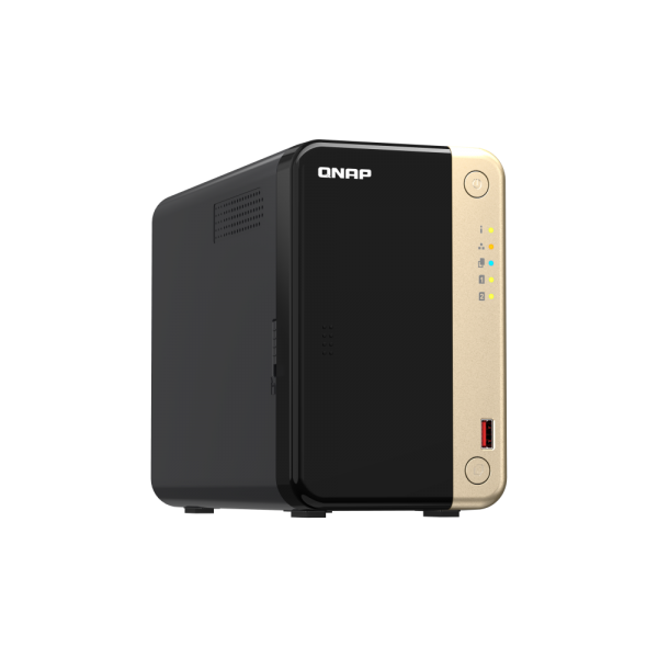 QNAP TS-264 NAS Tower Collegamento ethernet LAN Nero, Oro N5095 (QNAP TS-264-8G 20TB [WD RED PLUS] 2-Bay desktop NAS; Intel Celeron N5105/N5095 quad-core; 8 GB DDR4 onboard not expandable; 2 x 3.5/2.5 SATA 6Gb/s drive bays; 2 x M.2 2280 PCIe Gen 3 x1...