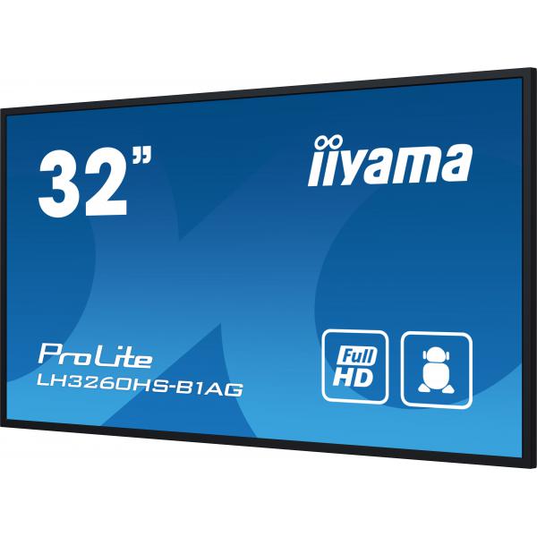 Iiyama PROLITE Pannello A digitale 80 cm [31.5] LED Wi-Fi 500 cd/m? Full HD Nero Processore integrato Android 11 24/7 (LH3260HS-B1AG 32IN 1920X1080 FH - HAZE 25 500CD/M2 LANDSCAPE AND P)Iiyama4948570122288LH3260HS-B1AG