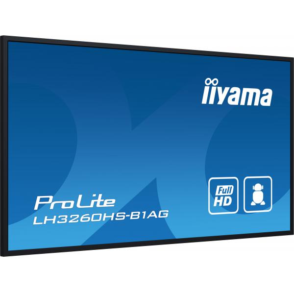 Iiyama PROLITE Pannello A digitale 80 cm [31.5] LED Wi-Fi 500 cd/m? Full HD Nero Processore integrato Android 11 24/7 (LH3260HS-B1AG 32IN 1920X1080 FH - HAZE 25 500CD/M2 LANDSCAPE AND P)Iiyama4948570122288LH3260HS-B1AG