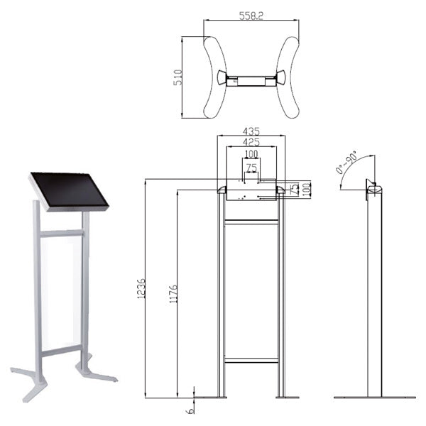 DIGITAL SIGNAGE STAND WITH INFORMATIVE SCREEN .
