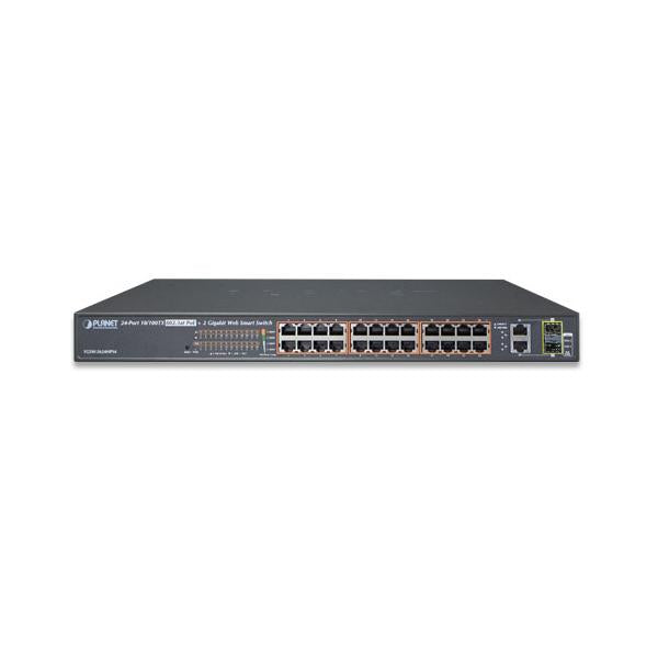 PLANET FGSW-2624HPS switch di rete Gestito L2/L4 Gigabit Ethernet [10/100/1000] Supporto Power over Ethernet [PoE] 1U Blu (24-Port 10/100TX 802.3at - High Power POE + 2-Port - Gigabit TP/SFP Combo Managed Ethernet Switch [220W] - Warranty: 36M)