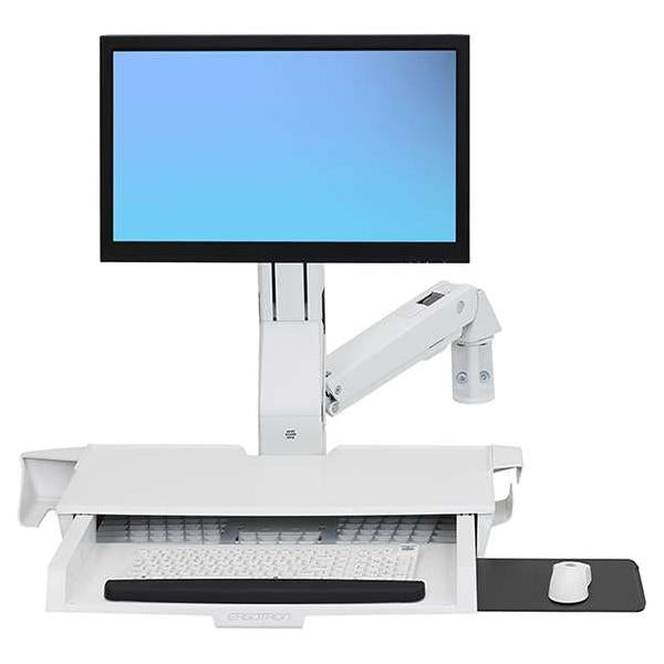 Ergotron StyleView Bianco PC Supporto multimediale (Ergotron StyleView Sit-Stand Combo Arm with Worksurface - Wall mount for LCD display / keyboard / mouse / CPU - aluminium, high-grade plastic - white - screen size: up to 24)