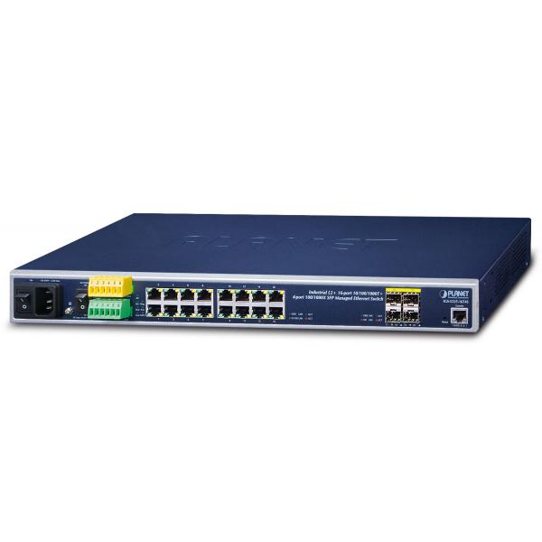 PLANET IGS-5225-16T4S switch di rete Gestito L2+ Gigabit Ethernet [10/100/1000] 1U Blu (IP30 19 Rack Mountable Ind - L2+/L4 Managed Ethernet Switch - 16x1000T + 4x100/1000X SFP [-40 to 75 C, AC + 2 DC, DIDO, ERPS Ring, 1588] - Warranty: 60M)