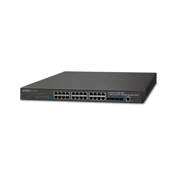 Planet SGS-6341-24T4X switch di rete Gestito L3 Gigabit Ethernet [10/100/1000] Nero 1U (Layer 3 24-Port 10/100/1000T - + 4-Port 10G SFP+ Stackable - Managed Gigabit Switch - Warranty: 36M)
