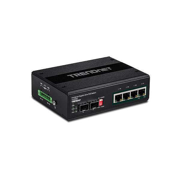 6-PORT HARDENED INDUSTRIAL GIGABIT ULTRA POE+ SWITCH