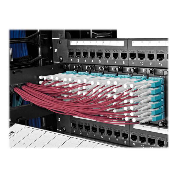 Tripp Lite N845-02M-8L-MG cavo a fibre ottiche 2 m MPO/MTP 8x LC CMP OM4 Nero, Magenta, Turchese (Tripp Lite MTP/MPO to 8xLC Fan-Out Patch Cable, 40 GbE, 40GBASE-SR4, OM4 Plenum-Rated, Push/Pull Tab, Magenta, 2 m [6.6 ft.] - Patch cable - MTP/MPO mul...