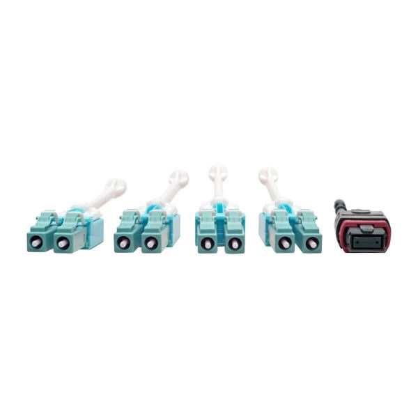 Tripp Lite N845-02M-8L-MG cavo a fibre ottiche 2 m MPO/MTP 8x LC CMP OM4 Nero, Magenta, Turchese (Tripp Lite MTP/MPO to 8xLC Fan-Out Patch Cable, 40 GbE, 40GBASE-SR4, OM4 Plenum-Rated, Push/Pull Tab, Magenta, 2 m [6.6 ft.] - Patch cable - MTP/MPO mul...