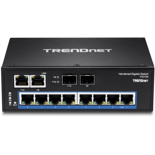 Trendnet TI-G102 switch di rete Gigabit Ethernet [10/100/1000] Nero (10-Port Hardened Industrial - Gigabit DIN-Rail Switch - Hardened Industrial DIN-Rail - Warranty: 36M)