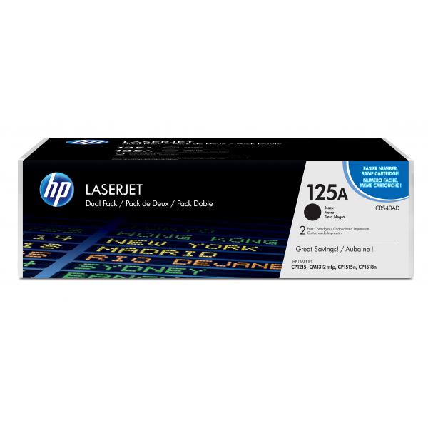 HP Confezione da 2 cartucce originali di Toner nero LaserJet 125A (HP 125A - Confezione da 2 - nero - originale - LaserJet - cartuccia toner [CB540AD] - per Color LaserJet CM1312 MFP, CM1312nfi MFP, CP1215, CP1217, CP1515n, CP1518ni)hp0884962419052CB540AD