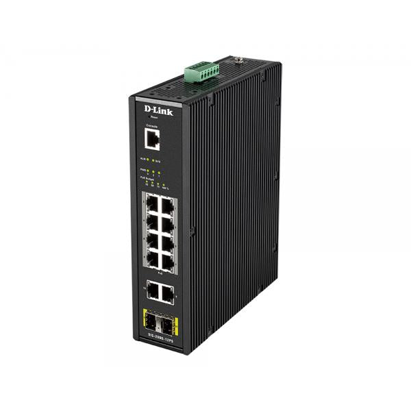 D-Link DIS-200G-12PS switch di rete Gestito L2 Gigabit Ethernet [10/100/1000] Supporto Power over Ethernet [PoE] Nero (D-Link DIS 200G-12PS - Switch - Managed - 10 x 10/100/1000 [8 PoE+] + 2 x SFP - DIN rail mountable, wall-mountable - PoE+ [240 W] -...