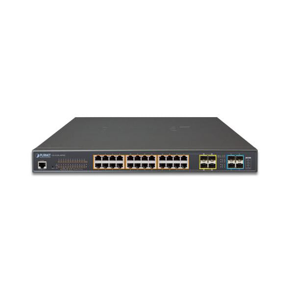 PLANET GS-5220-24PL4XR switch di rete Gestito L3 Gigabit Ethernet [10/100/1000] Supporto Power over Ethernet [PoE] 1U Blu (L2+/L4 24-Port 10/100/1000T - 802.3at PoE with 4 shared - SFP + 4-Port 10G SFP+ Managed Switch, with Hardware Layer3 IPv4/IPv6 ...