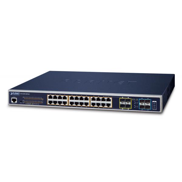 PLANET GS-5220-24PL4XR switch di rete Gestito L3 Gigabit Ethernet [10/100/1000] Supporto Power over Ethernet [PoE] 1U Blu (L2+/L4 24-Port 10/100/1000T - 802.3at PoE with 4 shared - SFP + 4-Port 10G SFP+ Managed Switch, with Hardware Layer3 IPv4/IPv6 ...